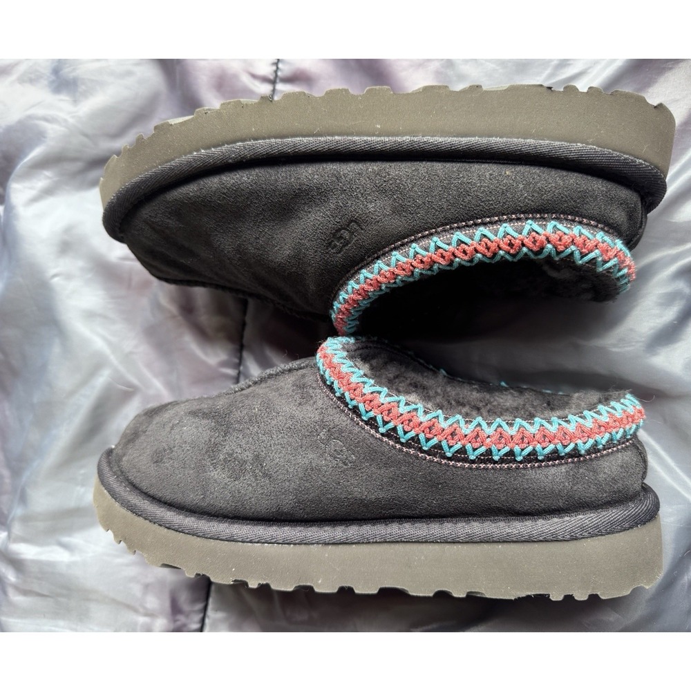 UGG Tasman Slippers Women's 8 Gray Suede Braided Collar Slip On Comfort Shoes